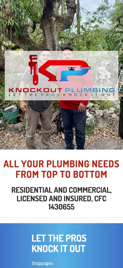 Knockout Plumbing website on a phone