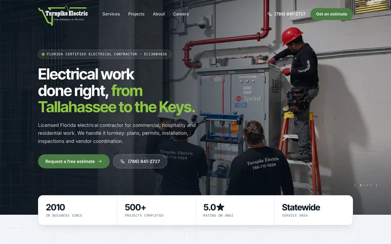 Turnpike Electric website home page